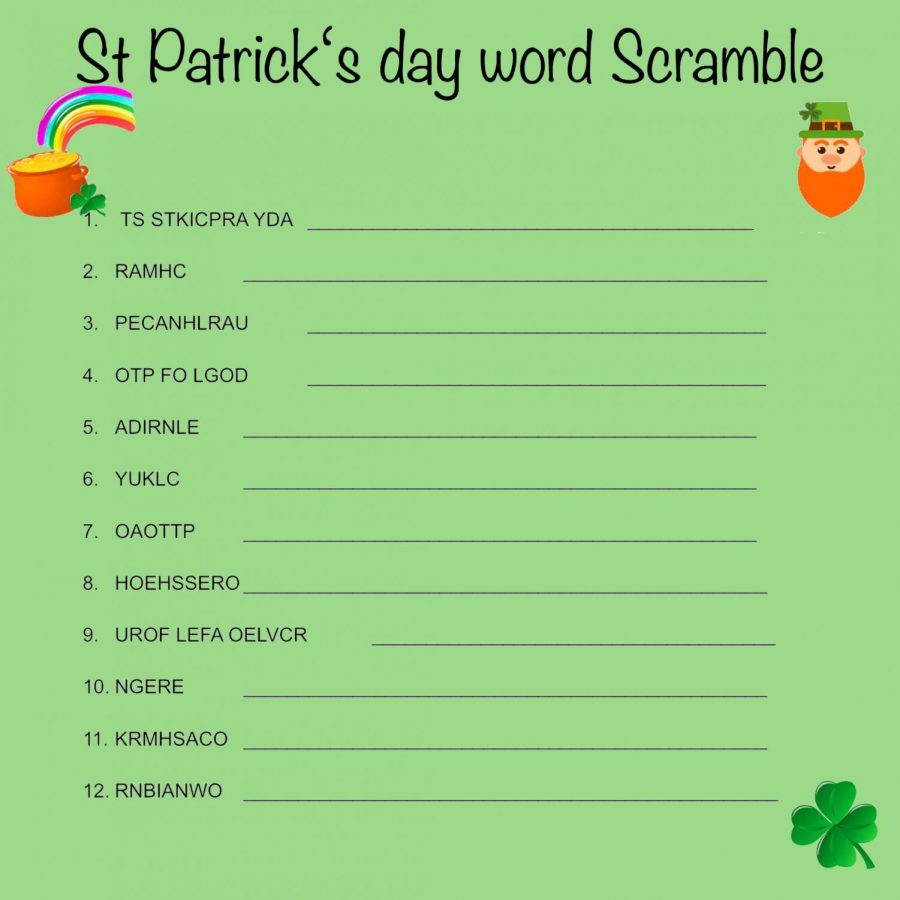 St. Patricks Day Word Scramble