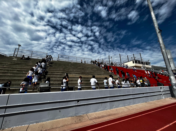 2nd period San Marcos students climb stadium stairs in remembrance