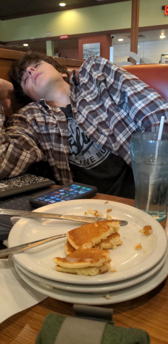 San Marcos junior Gage Minne eating 24 pancakes in 24 hours after losing his fantasy last year.