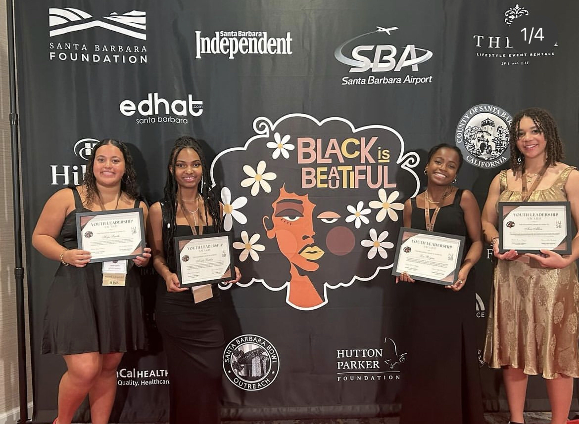 San Marcos BSU students pose at the Black is Beautiful Gala with their awards (image courtesy of SM BSU)
