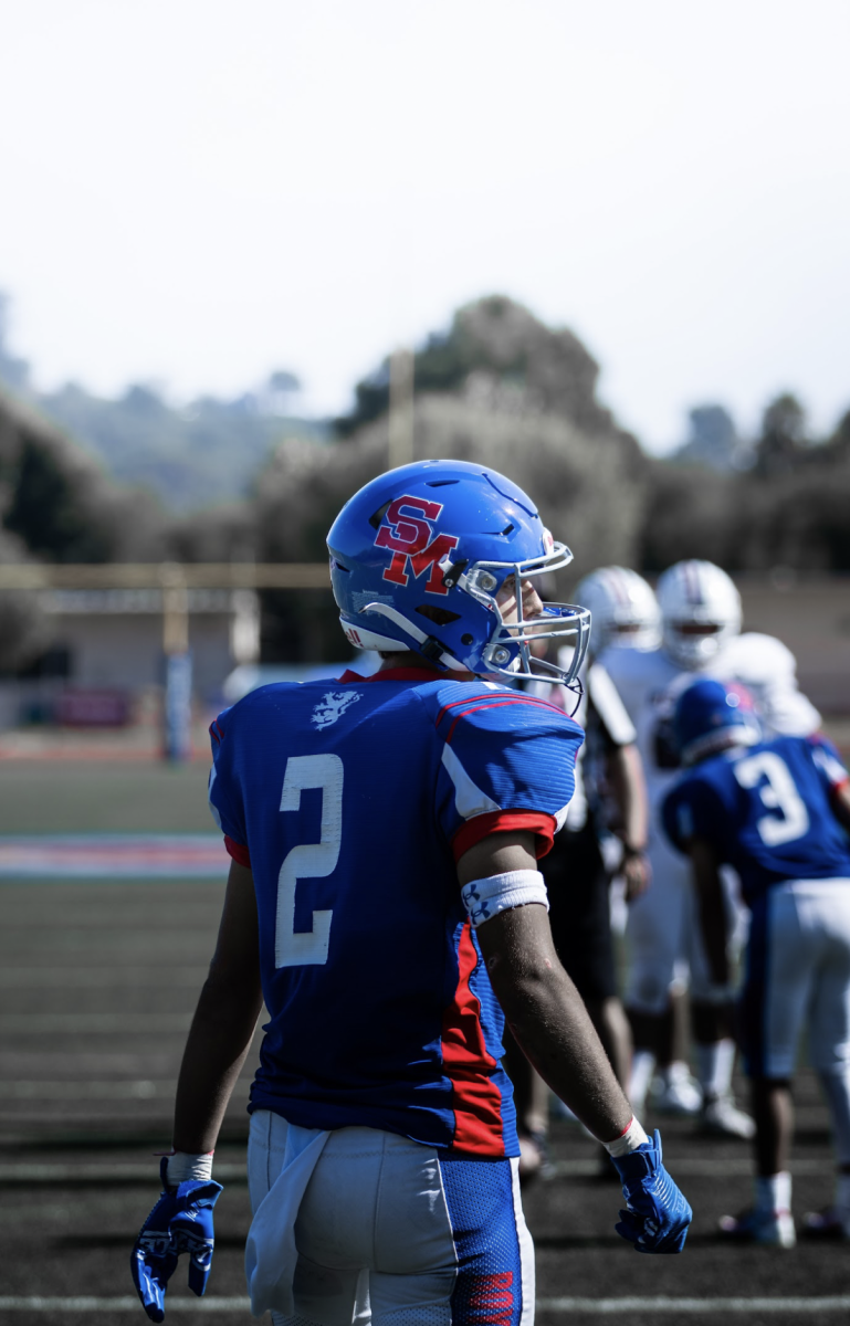 Sophomore Wide Receiver, Colten Cordero lines up for the next play.