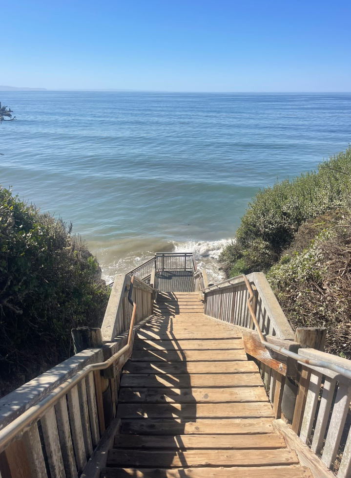 Walking on the Mesa Lane steps