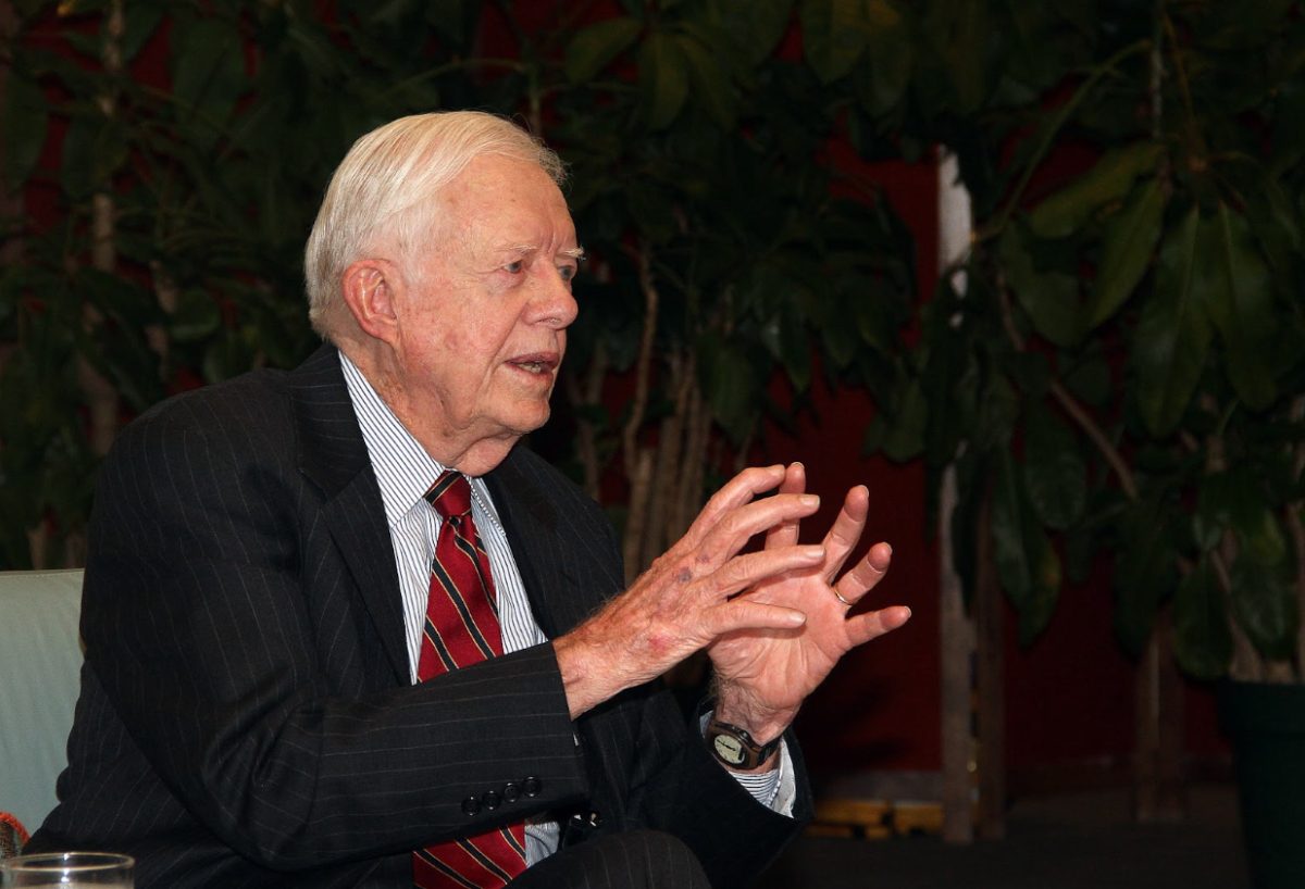 Former President Jimmy Carter at the Lyndon B. Johnson Library, 84 years old
