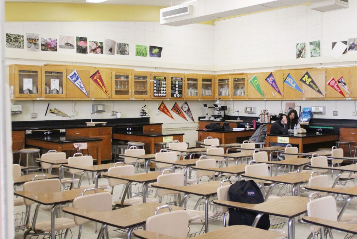 Empty classroom on day without immigrants.